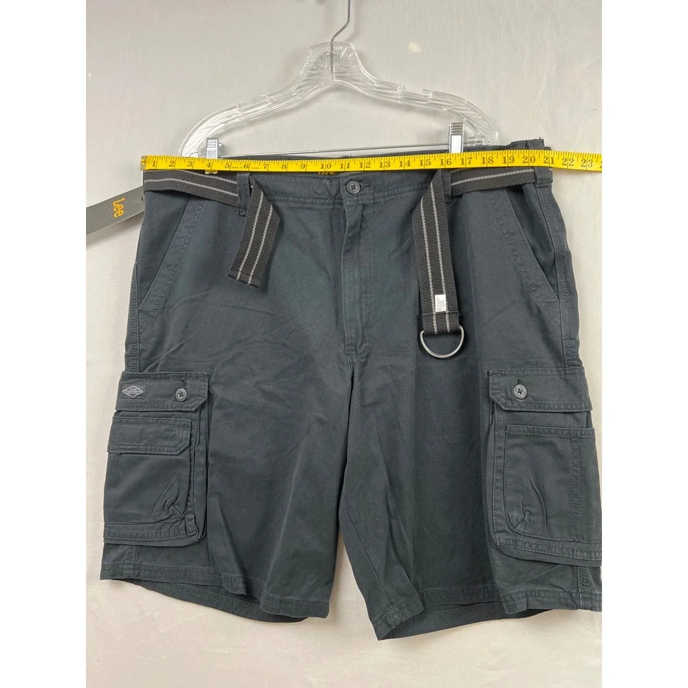 Lee Cargo Shorts Mens 42 Black Belted Utility Classic New